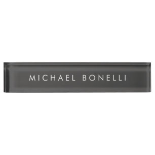 Simple Plain Minimalist Elegant Modern Grey Desk Name Plate