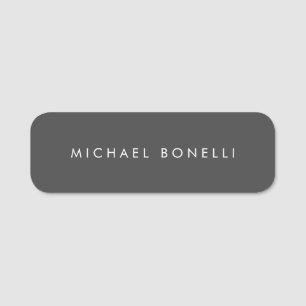 Simple Plain Minimalist Elegant Modern Grey Name Tag