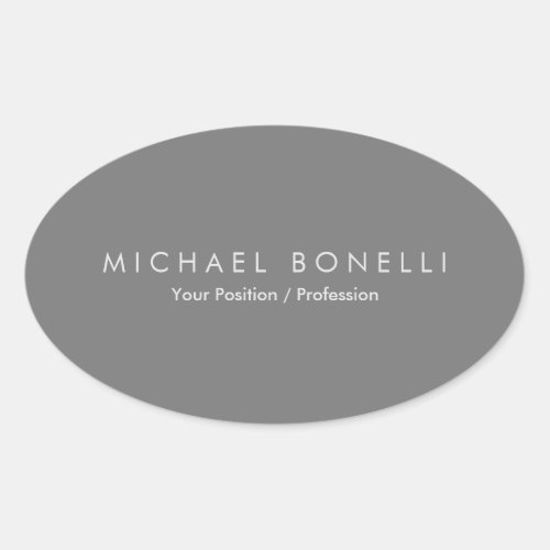 Simple Plain Minimalist Elegant Modern Grey Oval Sticker