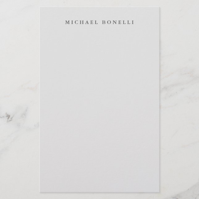 Simple Plain Minimalist Elegant Modern Light Grey Stationery (Front)