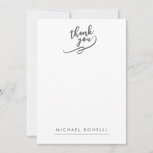 Simple Plain Minimalist Elegant Modern Name Thank Note Card