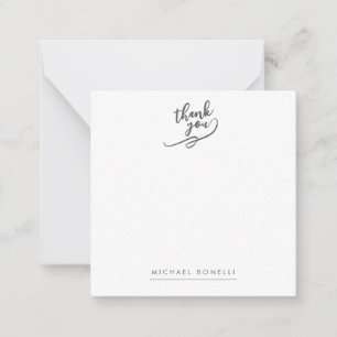 Simple Plain Minimalist Elegant Modern Name Thank Note Card