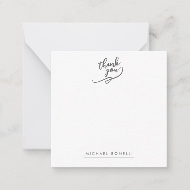 Simple Plain Minimalist Elegant Modern Name Thank  Note Card (Front)