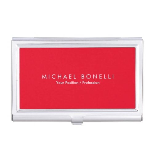 Simple Plain Minimalist Elegant Modern Red Business Card Case