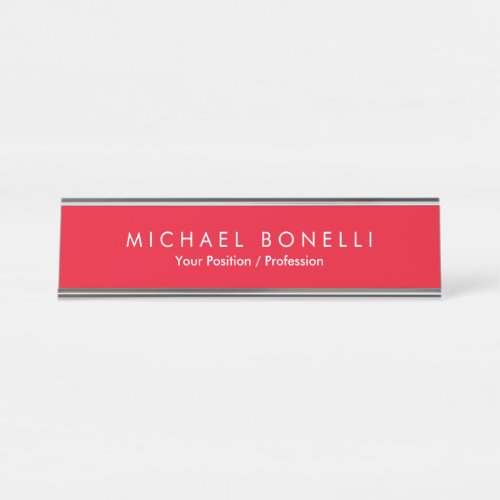 Simple Plain Minimalist Elegant Modern Red Desk Name Plate