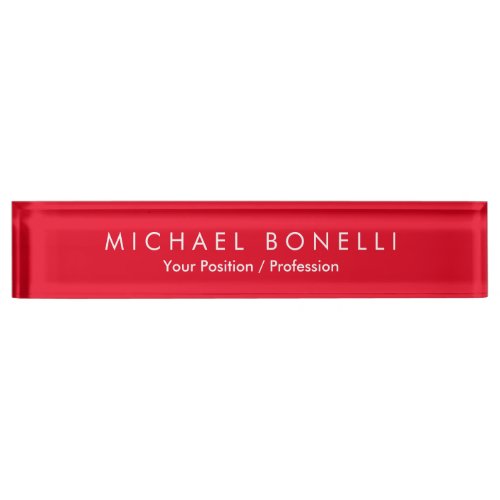 Simple Plain Minimalist Elegant Modern Red Desk Name Plate