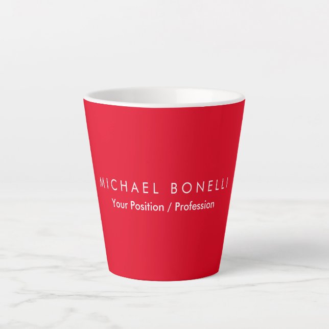 Simple Plain Minimalist Elegant Modern Red Latte Mug (Front)