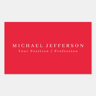 Simple Plain Minimalist Elegant Modern Red Rectangular Sticker