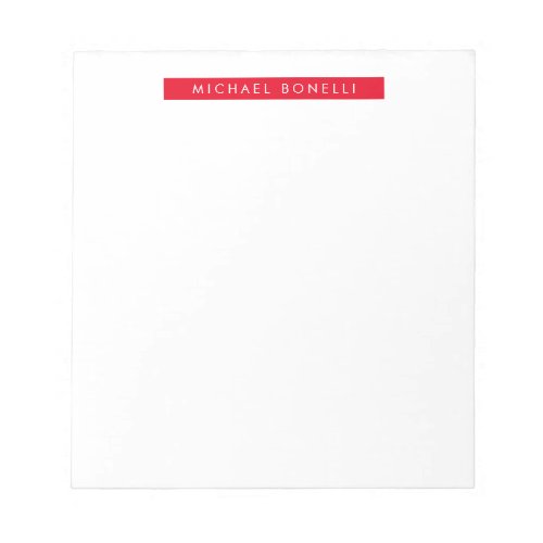 Simple Plain Minimalist Elegant Modern Red White Notepad