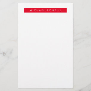 Simple Plain Minimalist Elegant Modern Red White Stationery