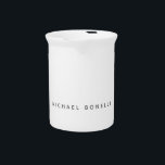 Simple Plain Minimalist Elegant Modern White Beverage Pitcher<br><div class="desc">This template,  which has an extremely simple,  aesthetic and eye-catching design,  will reflect your personality. The careful selection of the letters,  the font used and the dark value of the letters are the product of a very delicate taste. Anyone who sees this template can immediately feel it.</div>