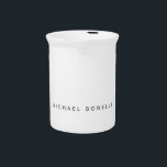 Simple Plain Minimalist Elegant Modern White Beverage Pitcher<br><div class="desc">This template,  which has an extremely simple,  aesthetic and eye-catching design,  will reflect your personality. The careful selection of the letters,  the font used and the dark value of the letters are the product of a very delicate taste. Anyone who sees this template can immediately feel it.</div>