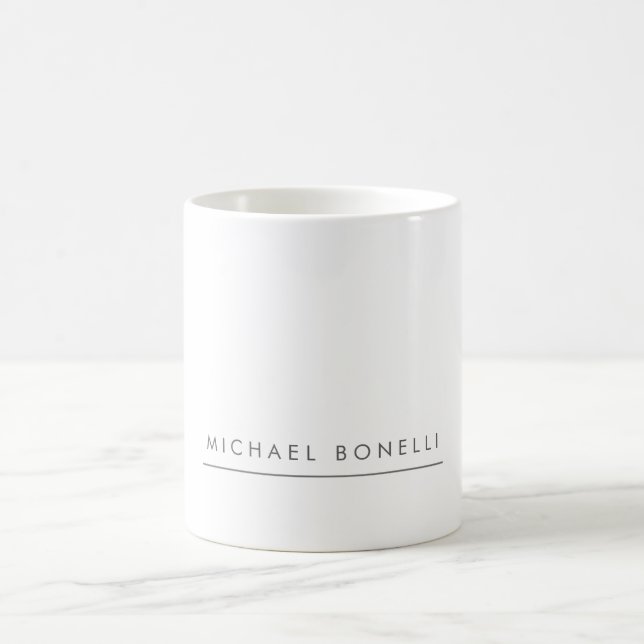 Simple Plain Minimalist Elegant Modern White Coffee Mug (Center)
