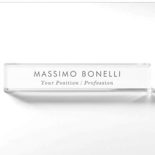 Simple Plain Minimalist Elegant Modern White Desk Name Plate