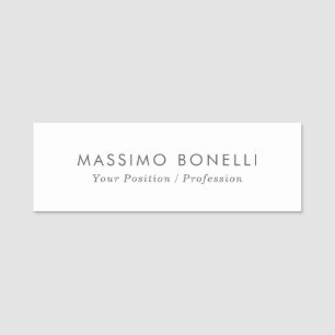 Simple Plain Minimalist Elegant Modern White Name Tag