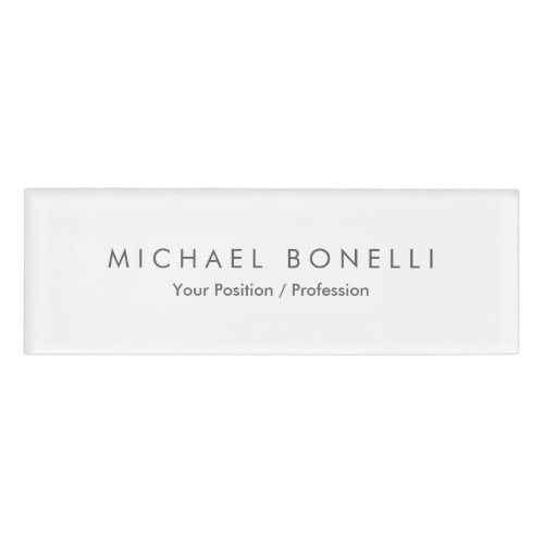 Simple Plain Minimalist Elegant Modern White Name Tag