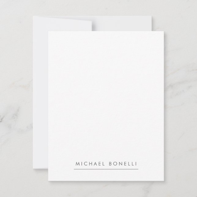 Simple Plain Minimalist Elegant Modern White Note Card (Front)