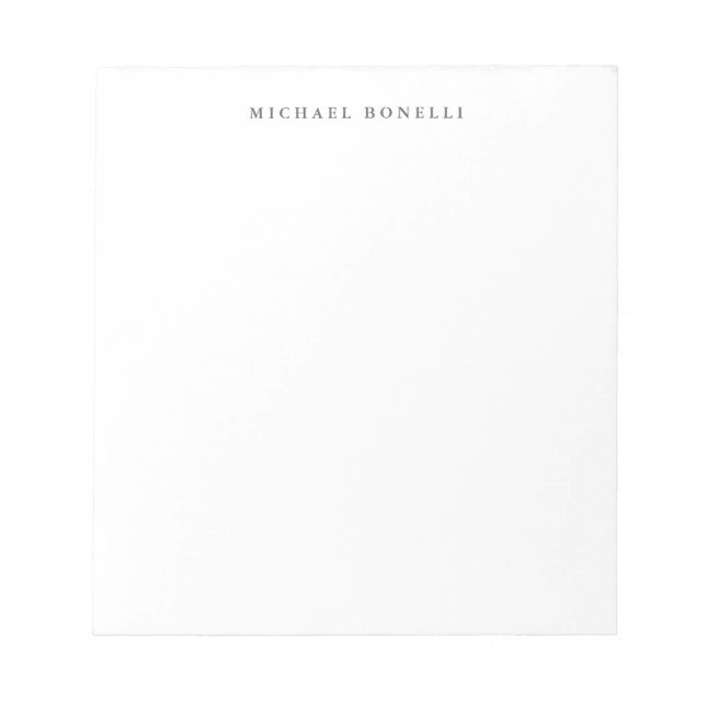 Simple Plain Minimalist Elegant Modern White Notepad (Front)
