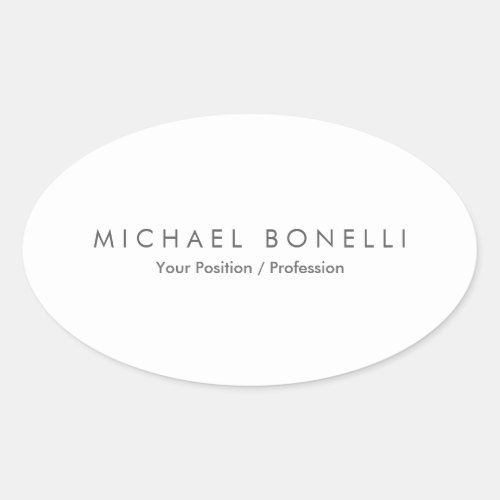 Simple Plain Minimalist Elegant Modern White Oval Sticker