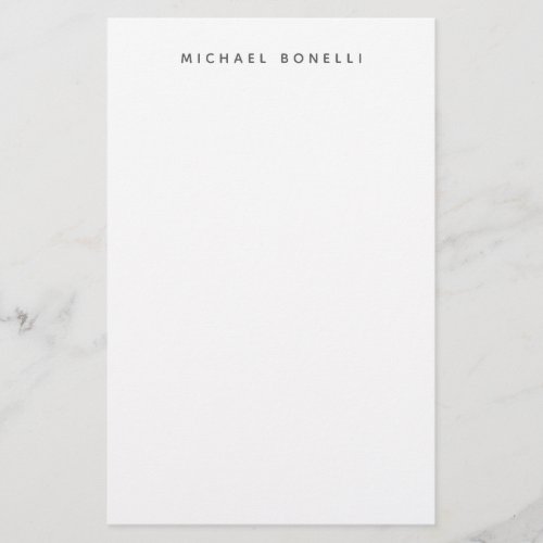 Simple Plain Minimalist Elegant Modern White Stationery