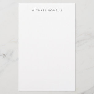 Simple Plain Minimalist Elegant Modern White Stationery