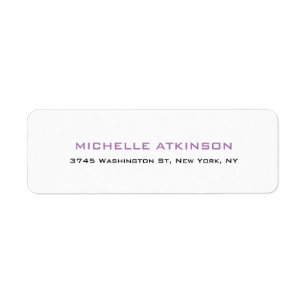 Simple Plain Minimalist Lavender White Modern Label
