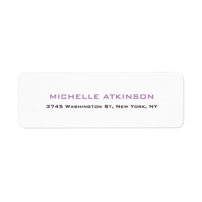 Simple Plain Minimalist Lavender White Modern Label (Front)
