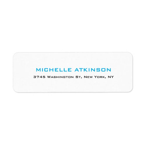 Simple Plain Minimalist Sky Blue White Modern Label