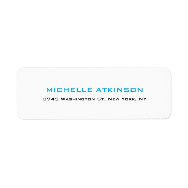 Simple Plain Minimalist Sky Blue White Modern Label (Front)
