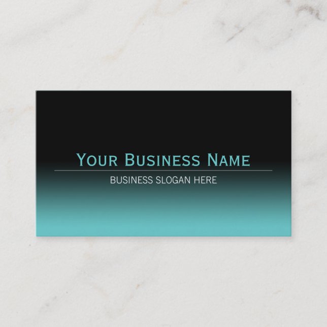 Simple Plain Modern Black & Aqua Gradient Business Card (Front)