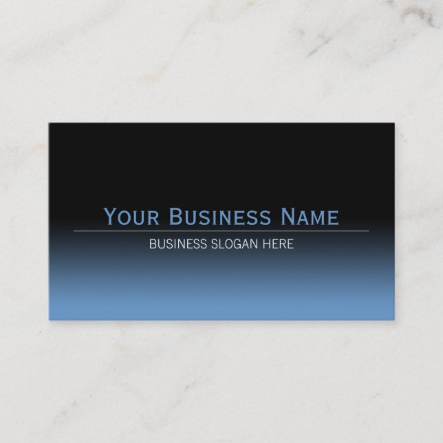 Simple Plain Modern Black & Blue Gradient Business Card (Front)