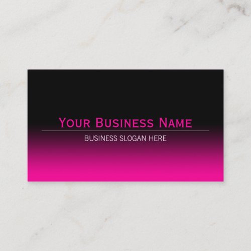 Simple Plain Modern Black  Hot Pink Gradient Business Card