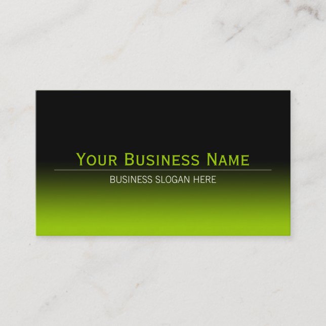 Simple Plain Modern Black & Lime Green Gradient Business Card (Front)