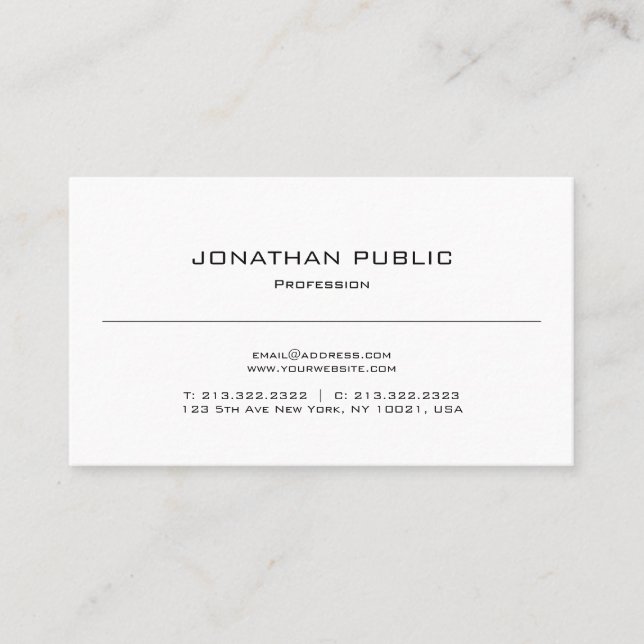 Simple Plain Modern Elegant Design Trendy Chic Business Card (Front)