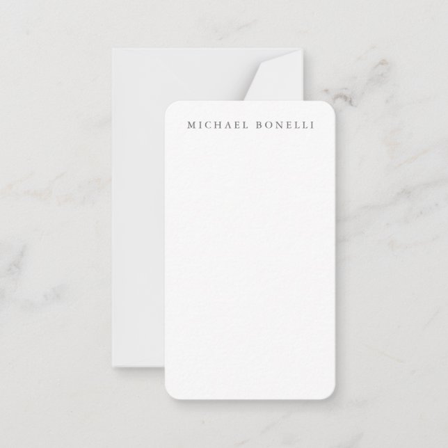 Simple Plain Modern Elegant  Note Card (Front)