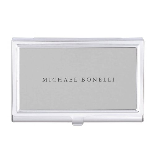 Simple Plain Modern Elegant Silver Grey Business Card Case