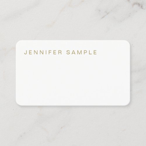 Simple Plain Modern Elegant White Gold Stylish Business Card