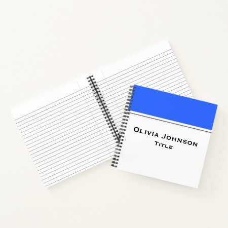 Simple Plain Modern Notebook Blue Bar