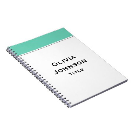 Simple Plain Modern Notebook Turquoise Bar