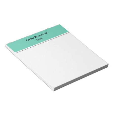 Simple Plain Modern Notepad Turquoise Bar