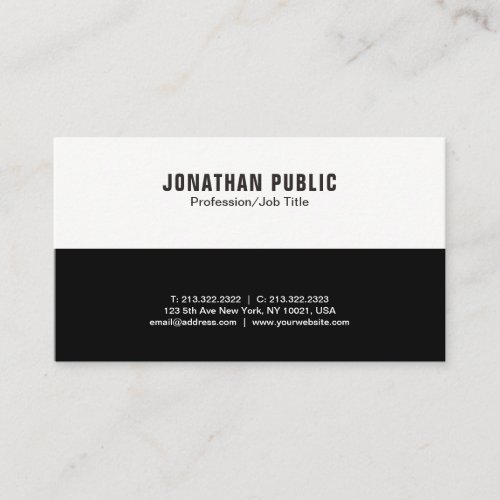 Simple Plain Modern Professional Black and White Business Card