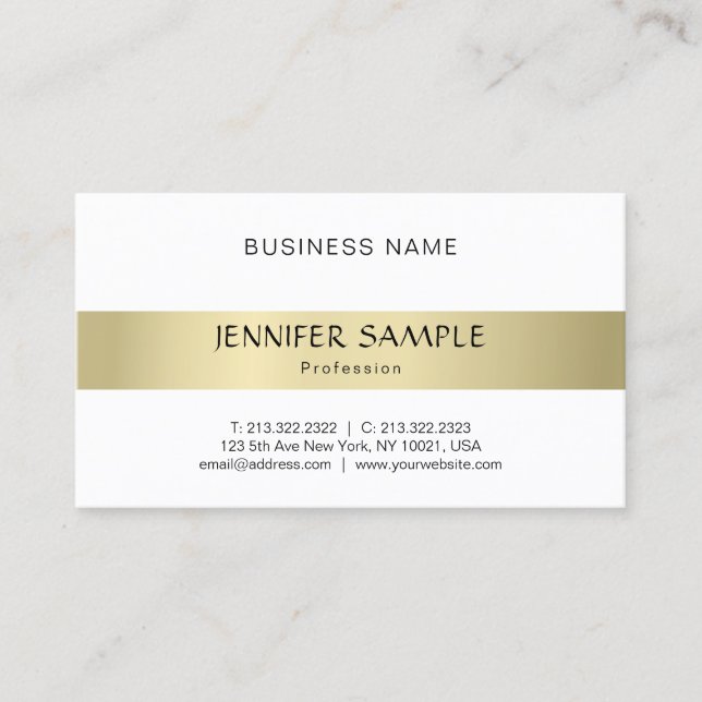 Simple Plain Modern Professional Elegant Gold Look Business Card (Front)