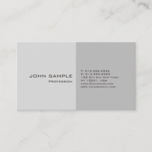 Simple Plain Modern Professional Elegant Grey Business Card