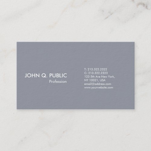 Simple Plain Modern Professional Grey White Business Card