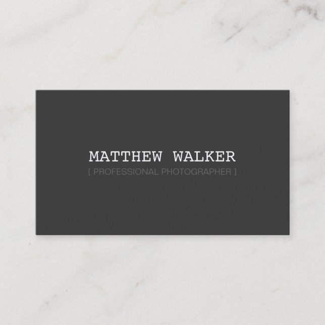 SIMPLE plain modern smart dark charcoal grey Business Card (Front)