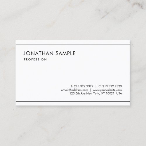 Simple Plain Modern Stylish Minimalist Graceful Business Card