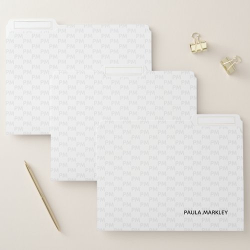 Simple Plain Modern White Gray Monogram Pattern File Folder