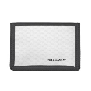 Simple Plain Modern White Gray Monogram Pattern Tri-fold Wallet