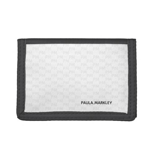 Simple Plain Modern White Gray Monogram Pattern Trifold Wallet