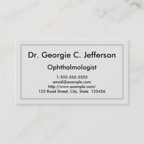 Simple  Plain Ophthalmologist Business Card